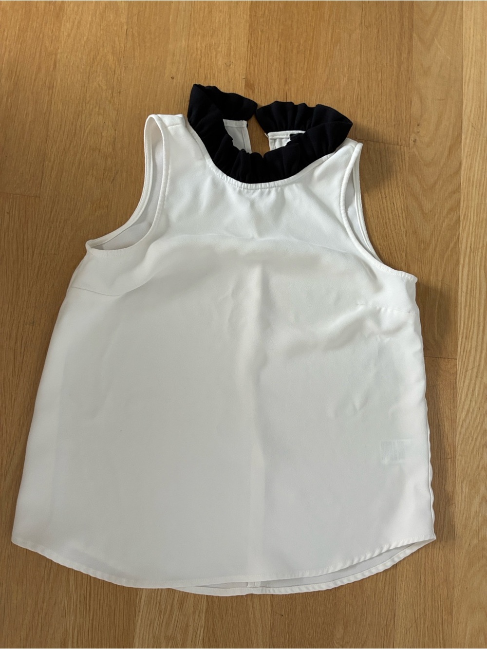 J. Crew Sleeveless Top with Black Ruffle Collar